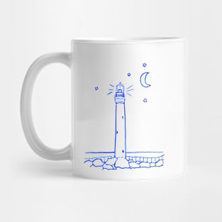 Lighthouse at Night Line Drawing Mug